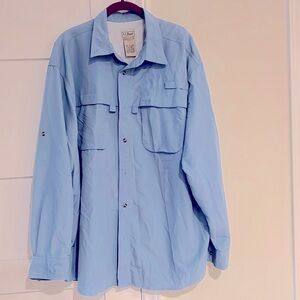 LL BEAN Blue Long Sleeve Vented Fishing Shirt 192202 Button Down Size XL NWOT